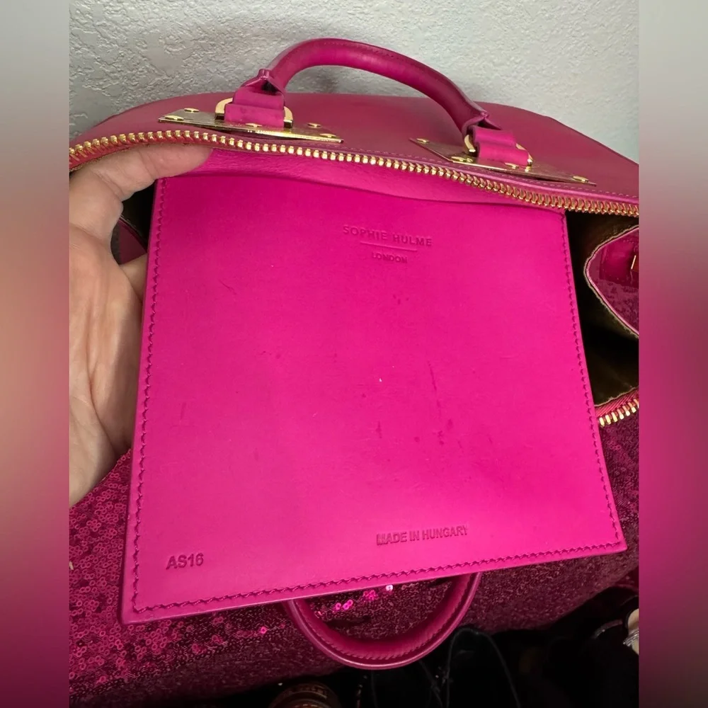 SOPHIE HULME 💖 Albion Square Satchel - Hot Magenta Pink, Gold Hardware - 9x12”